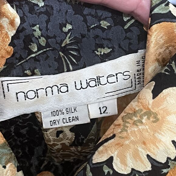 Norma Walters Dress Blouson 100% Silk Floral Multicolor Pleated Flapper Size 12 - Picture 11 of 11